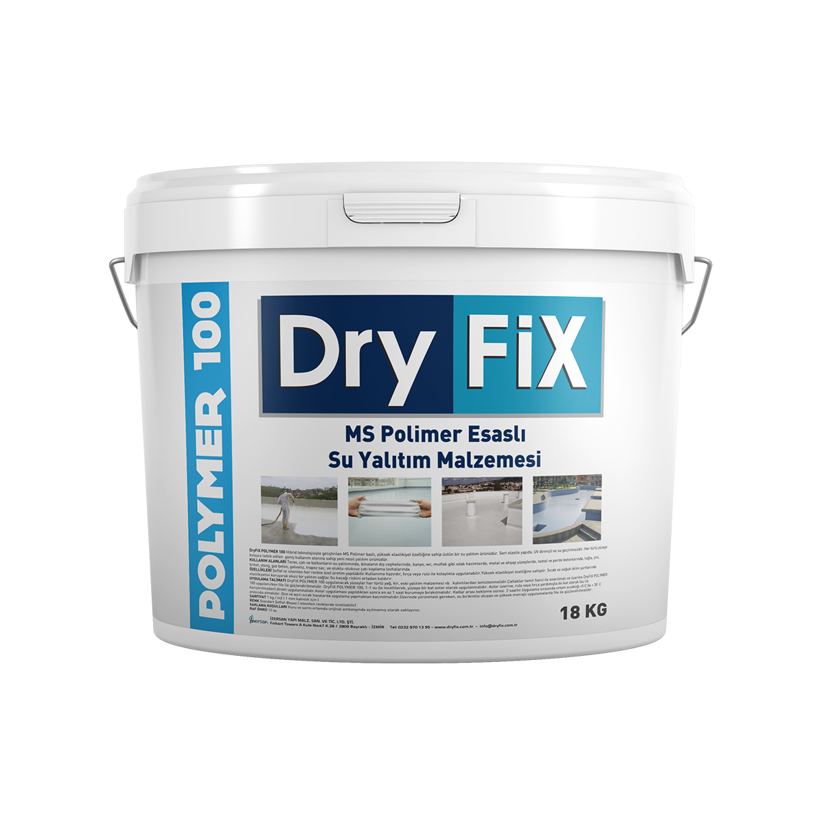Dryfix Polymer 100 MS Polimer Esaslı Su Yalıtım Malzemesi 18 kg Beyaz