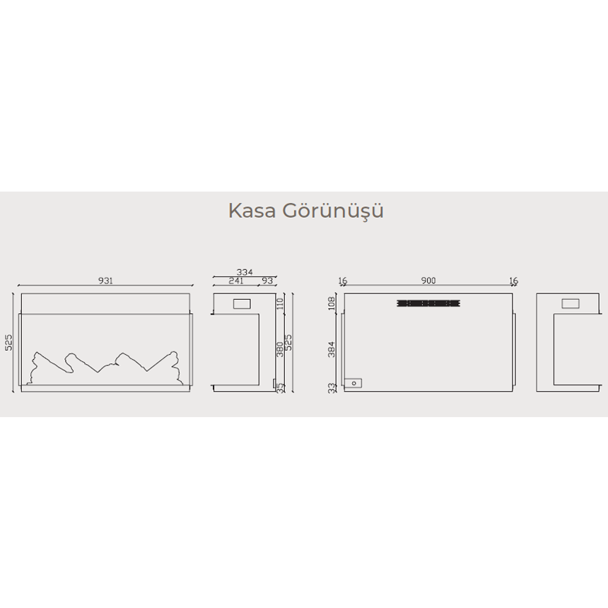 Laden 90 Elektrikli Isıtıcılı Şömine