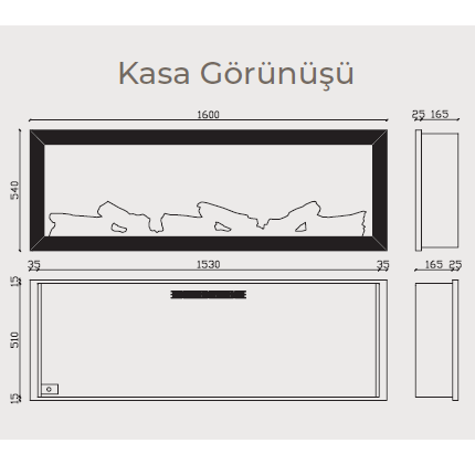 Alaf 160 Elektrikli Isıtıcılı Şömine