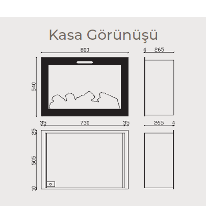 Masta 80 Derin Elektrikli Isıtıcısız Şömine