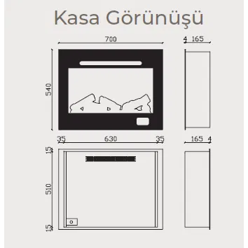 Pagla 70 Elektrikli Isıtıcılı Şömine