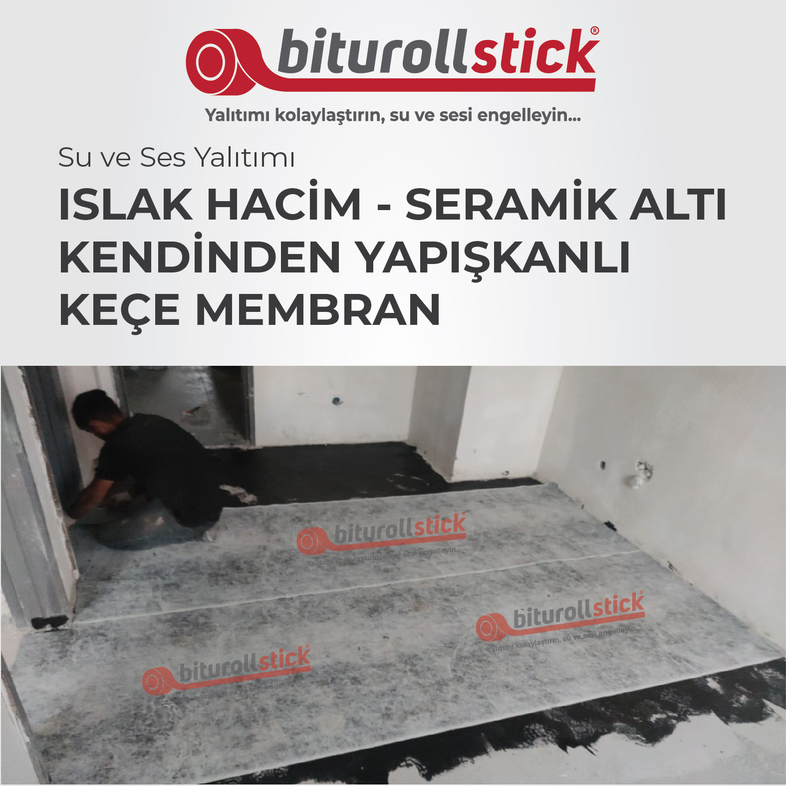 biturollstick Yapışkanlı Islak Hacim Seramik Altı Su Yalıtım Tekstil Membranı (1 Top = 10 m2)