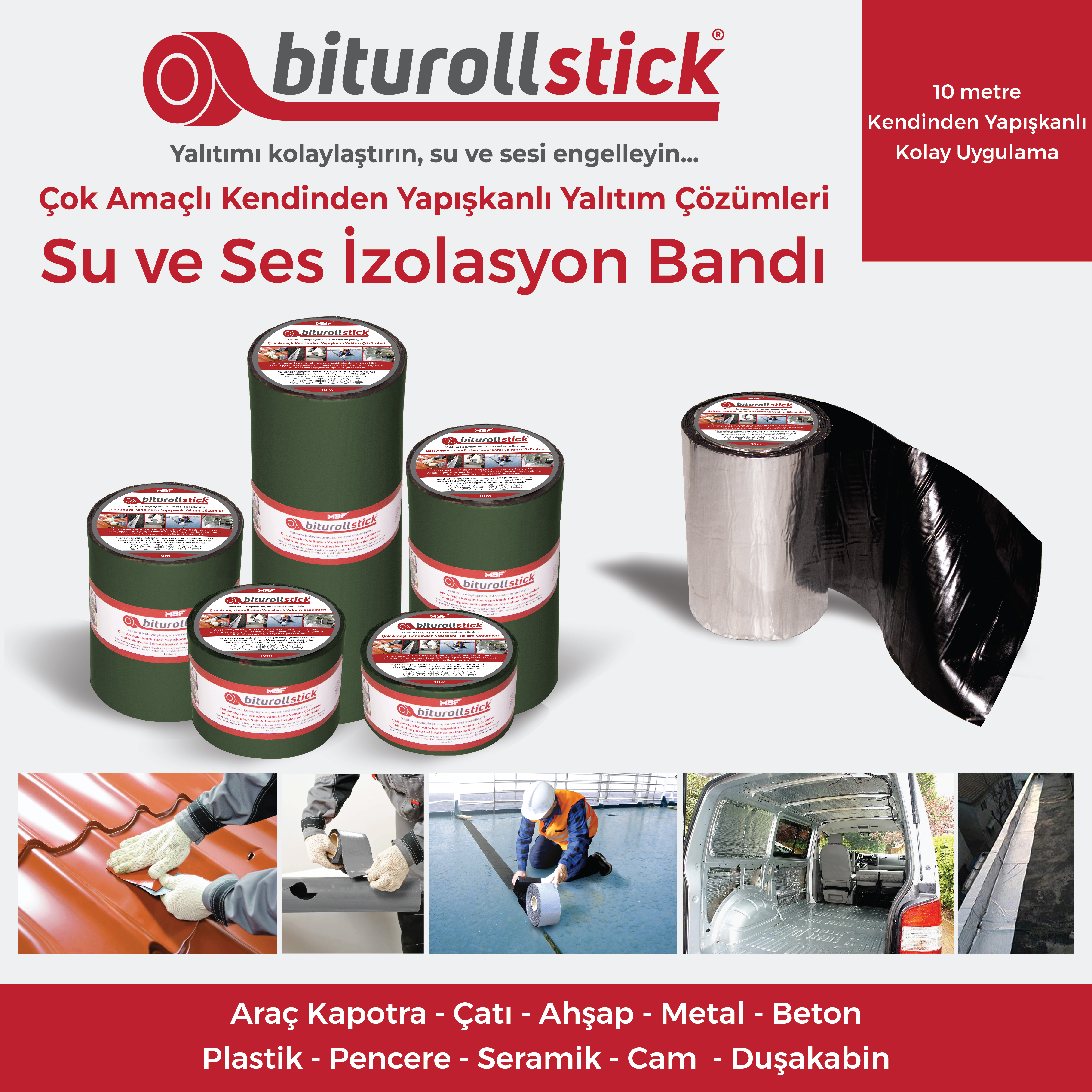 biturollstick Yapışkanlı Su Yalıtım Bandı Yeşil 30 cm X 10 M