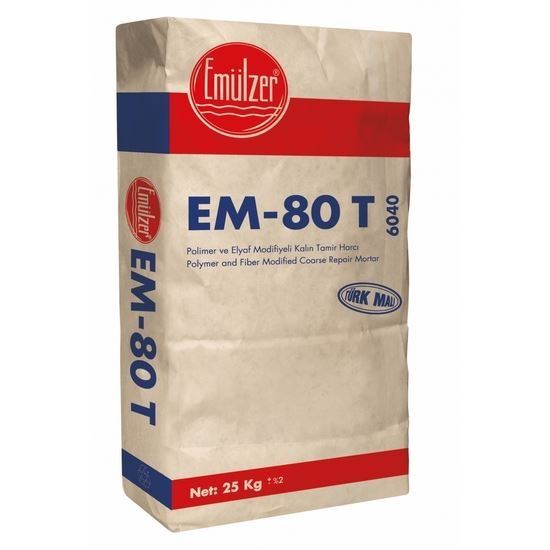 EM-80 T Polimer ve Elyaf Modifiyeli Kalın Tamir Harcı 25 kg/Kraft Torba