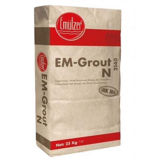 EM-GROUT N Normal Hava Koşullarına Uygun Akıcı Tek Bileşenli Çimento Esaslı Harç 25 kg/Kraft Torba