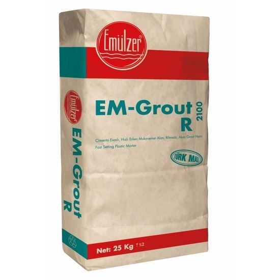 EM-GROUT R Hızlı Sertleşen Akıcı Tek Bileşenli Çimento Esaslı Harç 25 kg/Kraft Torba