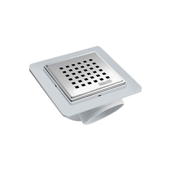MTS 12606 Etekli Seri - 10 x 10 cm Seramik Uyumlu Düz Ø 100 mm Yandan Çıkışlı Süzgeç ve Paslanmaz Çerçeveli Set