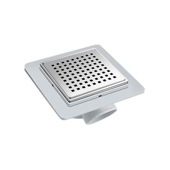 MTS 13605 Etekli Seri - 15 x 15 cm Seramik Uyumlu Düz Ø 70 mm Yandan Çıkışlı Süzgeç ve Paslanmaz Çerçeveli Set