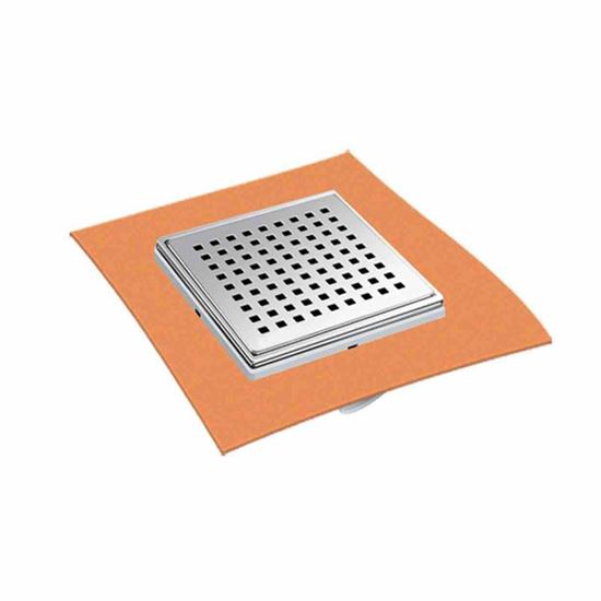 MTS 13704 Etekli Seri - 15 x 15 cm Seramik Uyumlu Örtülü Ø 50 mm Yandan Çıkışlı Süzgeç ve Paslanmaz Çerçeveli Set