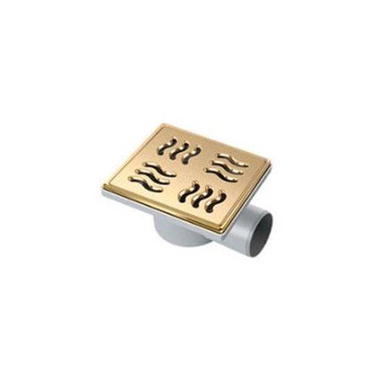 MTS 602-G Ege Gold Serisi - Plastik Taslı Altın Kaplama Paslanmaz Çerçeveli (Gövde Yüksekliği h=7.00 cm) 10x10 Yandan Ø 50 mm Çıkışlı Yer Süzgeci