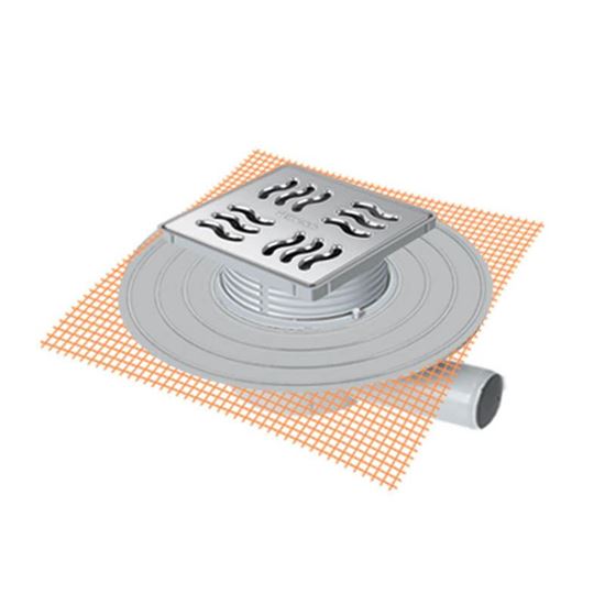 MTS 9000F-3 Kendinden File Perçinli 10 x 10 cm 304 Kalite Paslanmaz Izgaralı Süzgeç Sistemi - Yandan Çıkışlı Ø 32 mm 3 cm Yükseklik Parçası