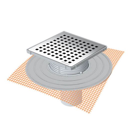 MTS 9102F-9 Kendinden File Perçinli 15 x 15 cm 304 Kalite Paslanmaz Süzgeç Sistemi - Alttan Çıkışlı Ø 70 mm 9 cm Yükseklik Parçası