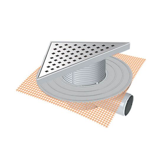 MTS 9304F 20 x 20 cm Üçgen Kendinden File Perçinli 304 Kalite Paslanmaz Süzgeç Sistemi Yandan Çıkışlı Süzgeç Ø 50 mm 9 cm Yükseklik Parçası