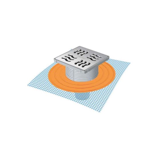 MTS 9001F-9Ç Kendinden File Perçinli 10 x 10 cm 304 Kalite Paslanmaz Izgaralı Süzgeç Sistemi - Alttan Çıkışlı Ø 50 mm 9 cm Yükseklik Parçası Çerçeveli Gövde