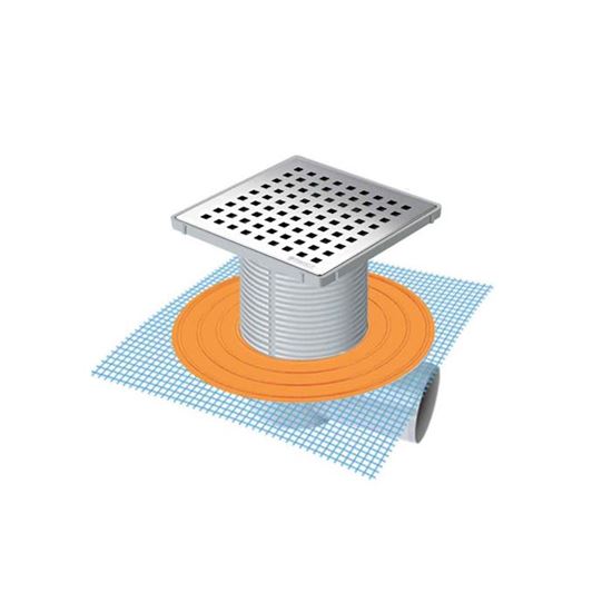 MTS 9105F-15Ç Kendinden File Perçinli 15 x 15 cm 304 Kalite Paslanmaz Süzgeç Sistemi - Yandan Çıkışlı Ø 70 mm 15 cm Yükseklik Parçası Çerçeveli Gövde