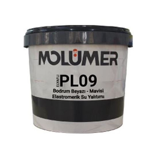 Molümer PL09 (Elyaflı) Bodrum Beyazı-Mavisi Elastomerik Su Yalıtımı 1 kg