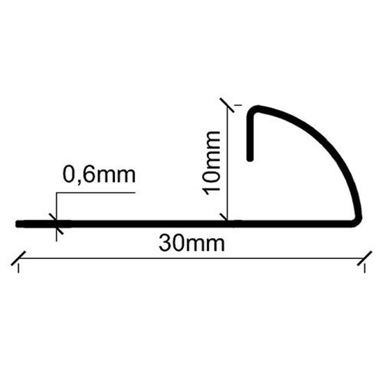 10 mm Oval Paslanmaz Fayans Profili 270 cm Süper Ayna 0.60 mm