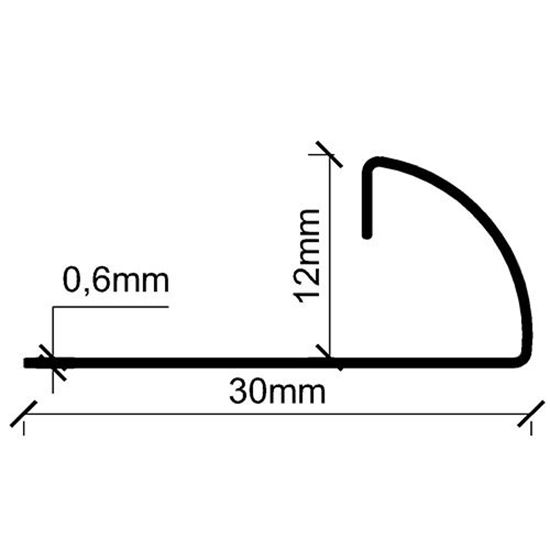 12 mm Oval Paslanmaz Fayans Profili 270 cm Süper Ayna 0.60 mm