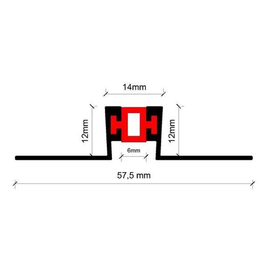 12 mm Alüminyum Seramik Granit Genleşme Profili (Dilatasyon) 270 cm  Siyah