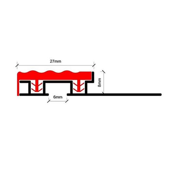 8 mm PVC Bantlı Merdiven Basamak Profili 250 cm Siyah