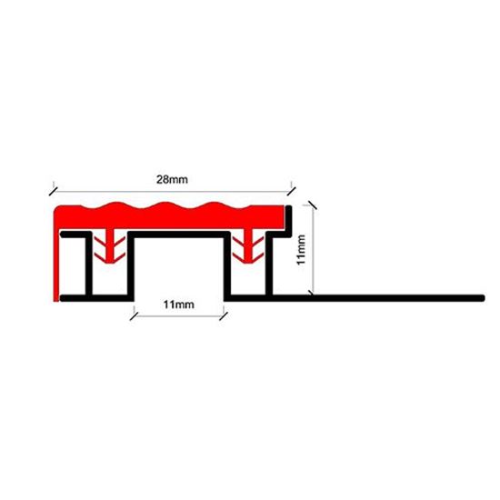 11 mm PVC Bantlı Merdiven Basamak Profili 250 cm Siyah