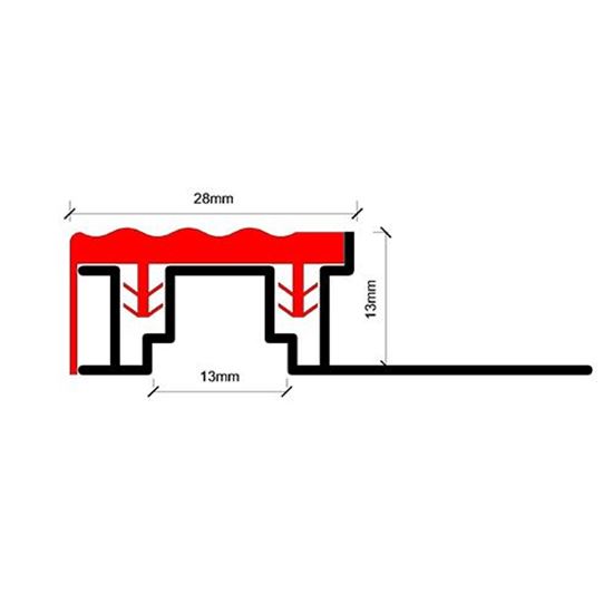 13 mm PVC Bantlı Merdiven Basamak Profili 250 cm Siyah