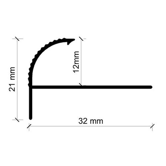 12 mm Alüminyum Merdiven Burunluk Profili 250 cm Mat Eloksal