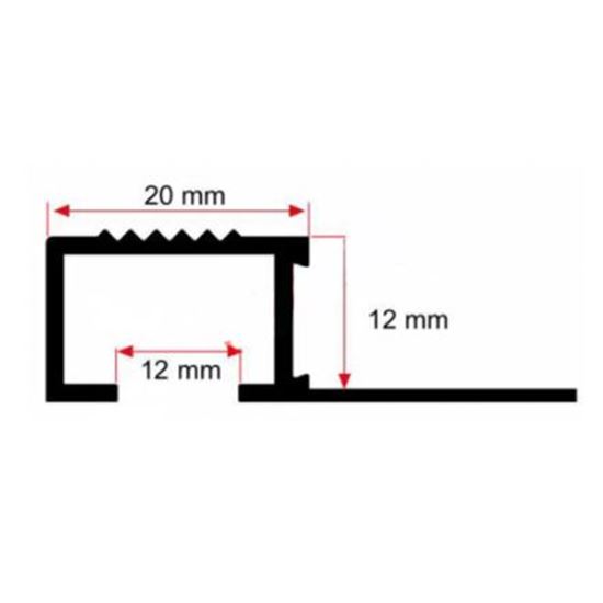 12 mm Alüminyum Merdiven Basamak Profili 250 cm Mat Eloksal