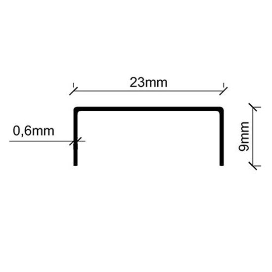 23 mm Paslanmaz Çelik Bordür Profili 270 cm Süper Ayna 0.60 mm