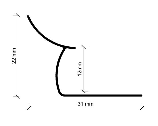 12 mm PVC İç Köşe Fayans Profili 270 cm Beyaz