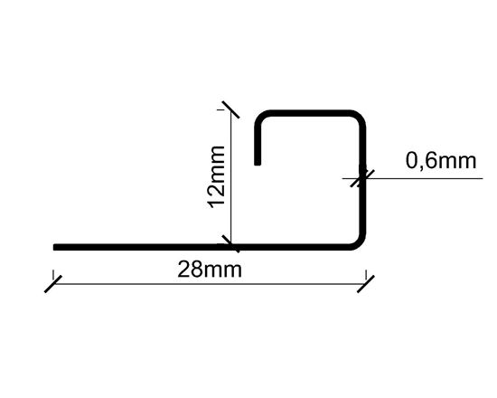 12 mm Kare Köşe Paslanmaz Fayans Profili 270 cm Süper Ayna 0.60 mm