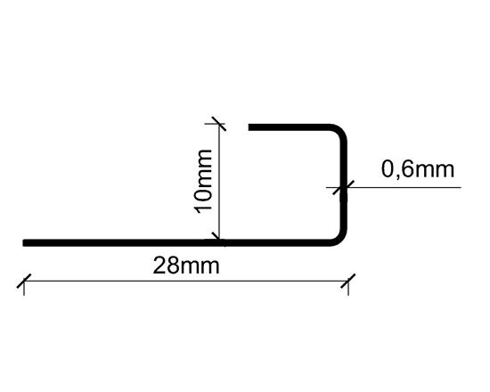 10 mm Eko Kare Köşe Paslanmaz Fayans Profili 270 cm Süper Ayna 0.60 mm