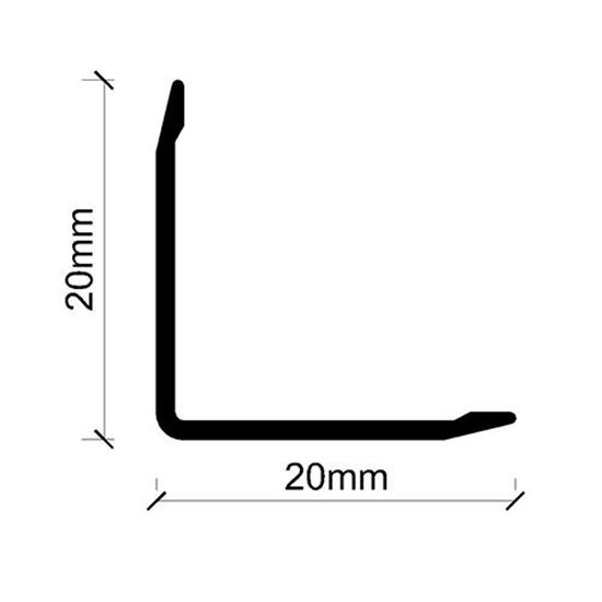 20 mm x 20 mm Alüminyum L Köşebent Profili 270 cm Mat Eloksal