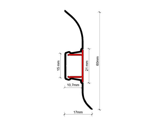 60 mm Alüminyum Süpürgelik 250 cm Mat Eloksal