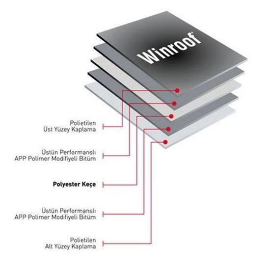 Winroof WP 3000 APP Katkılı Polyester Keçe Taşıyıcılı Plastomerik Esaslı Su Yalıtım Membranı 3 mm